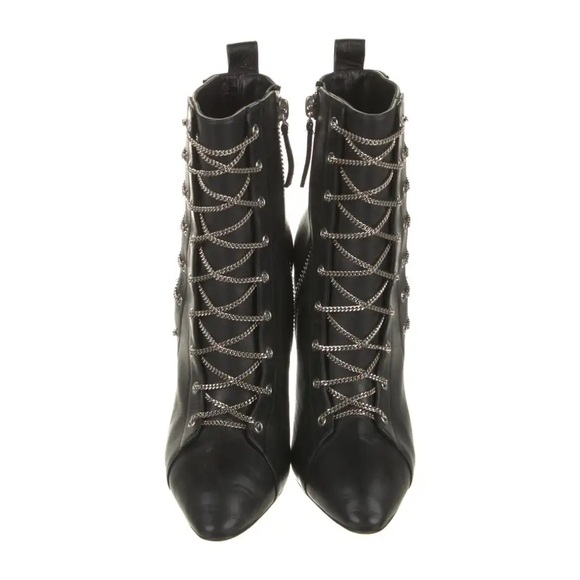 Shoes - Giuseppee Zanotti Mini Chain Link Ankle Boot in Jeti Nero